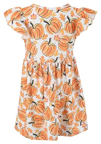 Image of Unique Baby Girls' Short Sleeve Everyday Printed Dresses for Kid and Toddler, Sizes 2T-12Y
