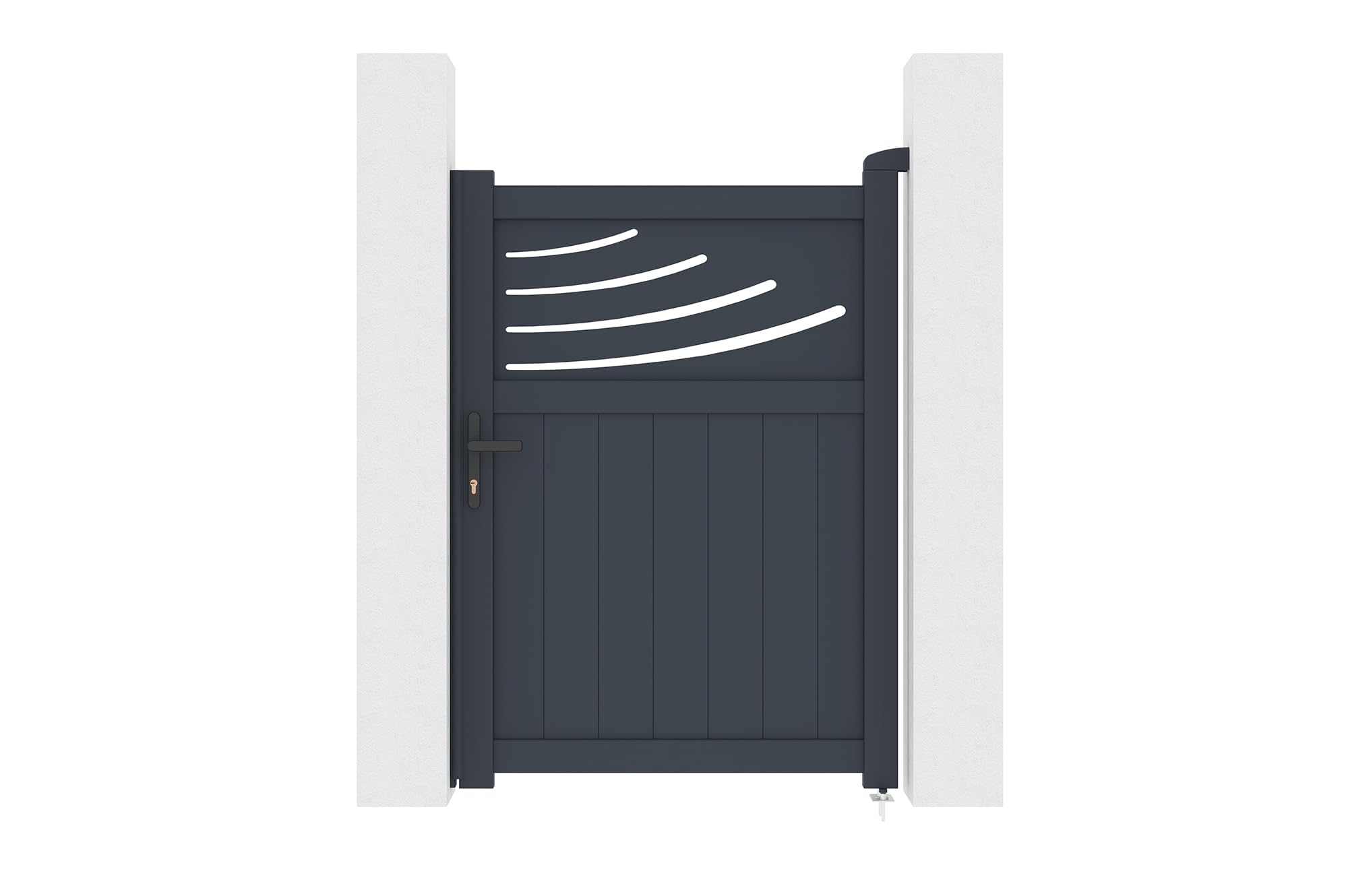 Casanoov Portail coulissant 4m HALTI H.140cm + Portillon 1m HALTI H.140cm aluminium gris