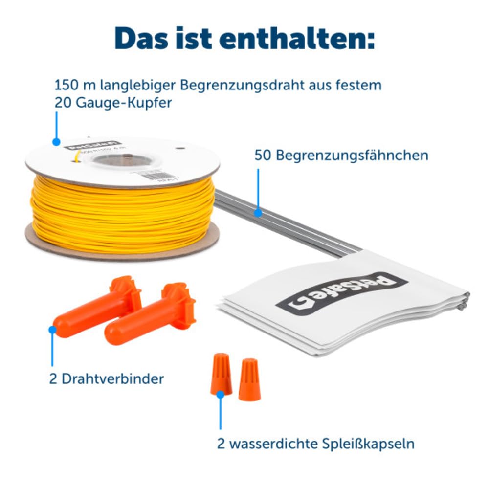 PetSafe Extra In-Ground Fence Begrenzungsdraht & Trainingsfahnen, Ersatz & Erweiterung für unterirdische Zäune - Mit Anschlussset, 152 m vorverdrillten Draht und 50 Fahnen
