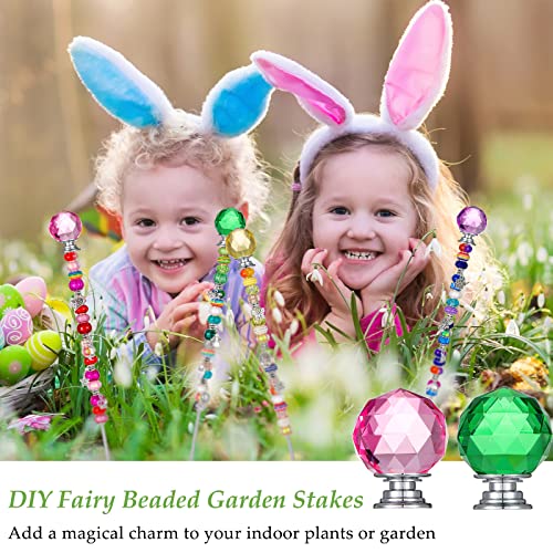 Mtlee Garden Stakes Decorative Beaded Garden Stakes With Crystal Stopper Top Round Glass Bead Antique Silver Bail Bead With Pendant Silver Bead For Outdoor Decoration(Vintage Style,101 Pieces) #TOP4