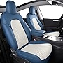 Huidasource Tesla Model 3 Seat Covers Blue, Waterproof Leather Front & Rear Tesla Car Seat Cover, Full Set Seat Cushion Protector Custom Fit for Tesla Model 3 2017-2022 (Full Set/Blue)