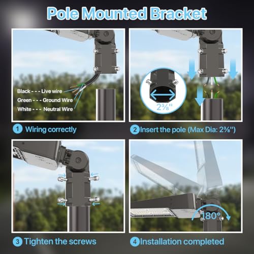 HYPERLITE LED Parking Lot Light - 150W 22500lm with Adjustable Slip Fitter Mount - 2025 New UL Listed Led Parking Lot Lights Outdoor - LED Shoebox Light for Yard Barn Street Roadways Stadium, 100-277V by HYPERLITE - Image 4