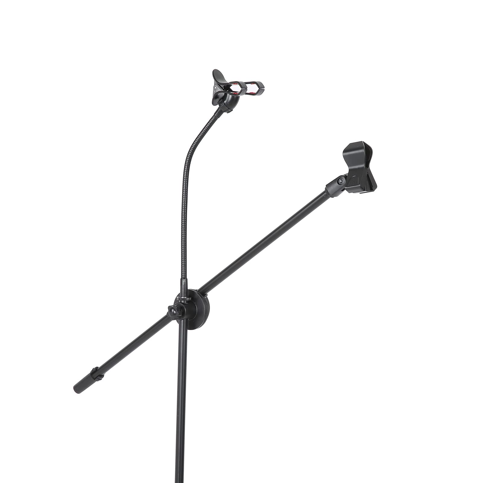 Qqmora Treppiede Pieghevole con Supporto per Microfono Ponderato, Regolabile per Prestazioni Vocali 70-180 Cm, Nero, 1 unità