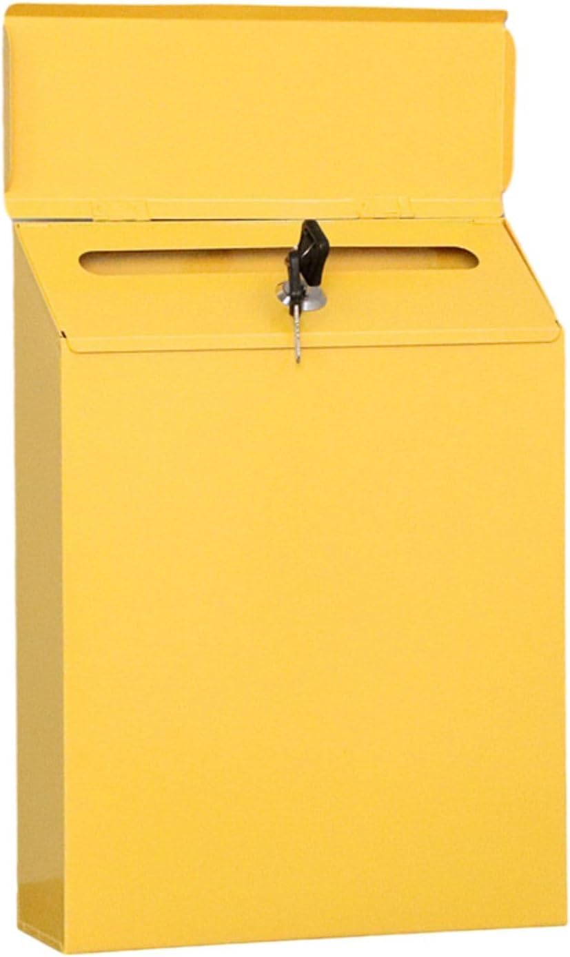Litaijingnice Yellow Wall Mounted Vertical Metal Mailbox, Lockable Weather Proof Security Post Box With 2 Keys For Home (Yellow)
