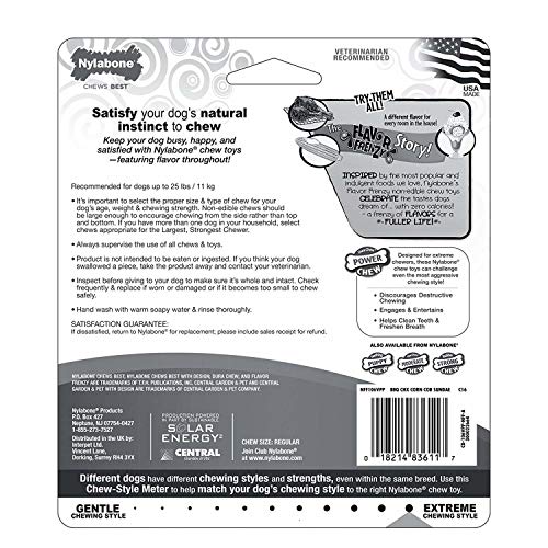 Nylabone 983611 Dura Power Chew, Flavour-Frenzy-Paket mit unterschiedlichen Sorten, Maiskolben-, Grillhähnchen- und Eiscremegeschmack, 3er-Pack, S