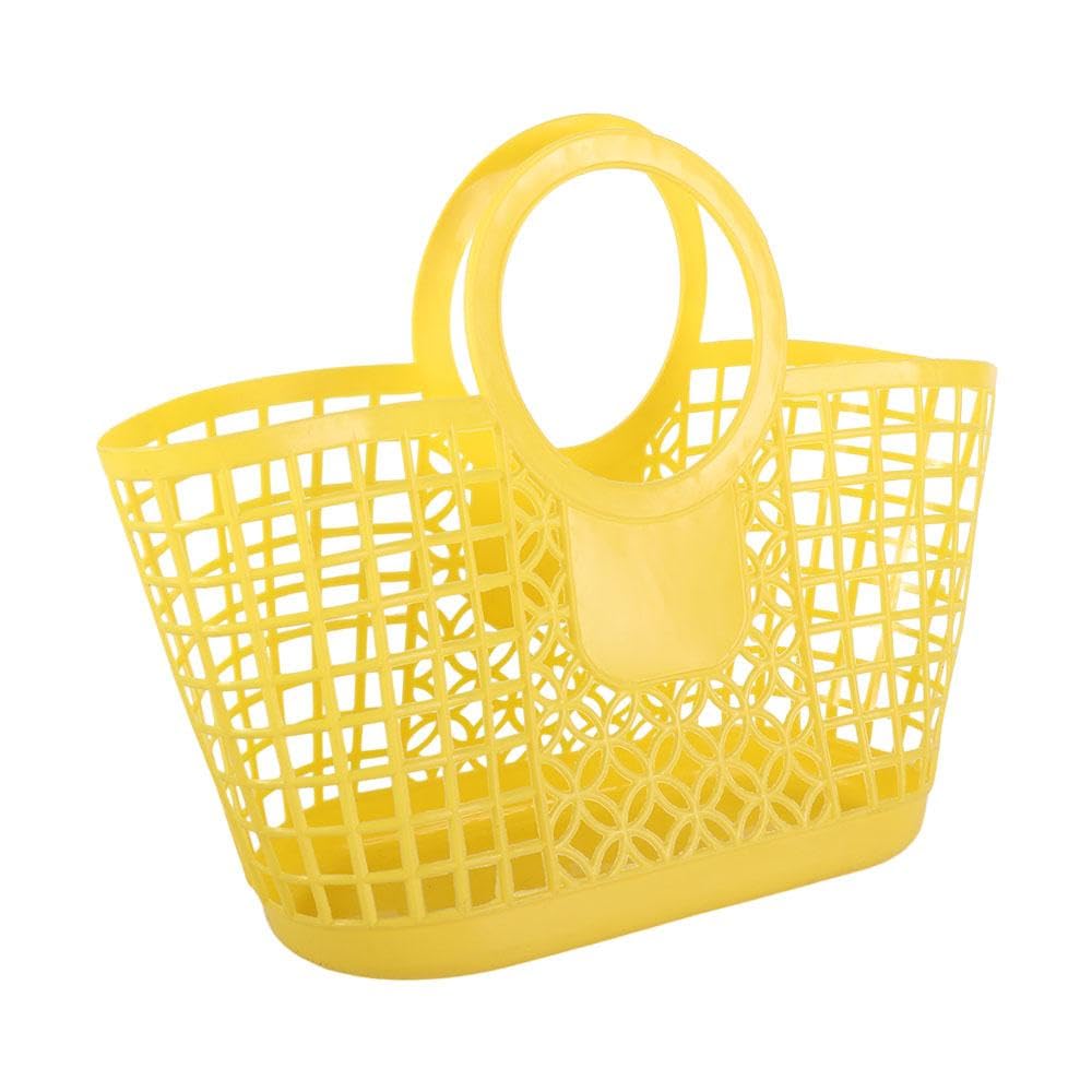 Hollow Plastic Shopping Baskets, and-Held Practical Toy Organizer, Kitchen Fruit Vegetable Storage Snack Organizer(yellow) โ image 1