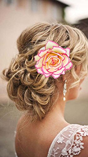 Lovefairy Beautiful Rose Flower Hair Clip Pin up Flower Brooch for Party Travel Festivals3