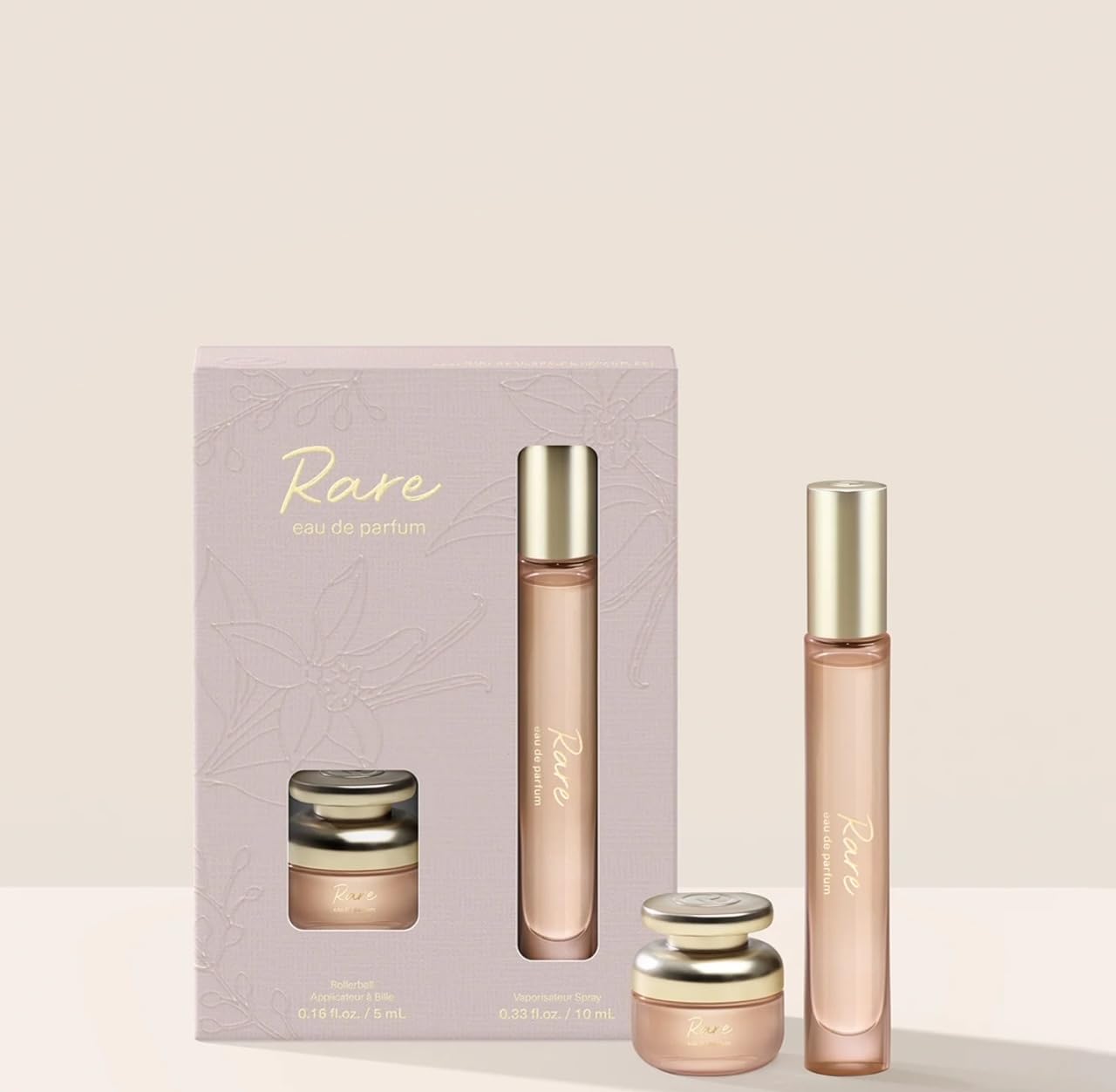 Mini Rare Eau de Parfum Set, Vanilla & Caramel — Travel Spray 0.33 fl oz (10 mL) + Rollerball 0.16 fl oz (5 mL) — Warm & Spicy Gourmand, Vegan, Cruelty-Free