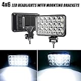 4x6 LED Headlight Sealed Beam, 45W LED headlights pair with Mounting Brackets, Compatible with...