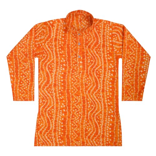 Image of TinySteps Traditional Bandhani Print Kids Festive Ethnic Wear Boys Cotton Kurta Pajama Set