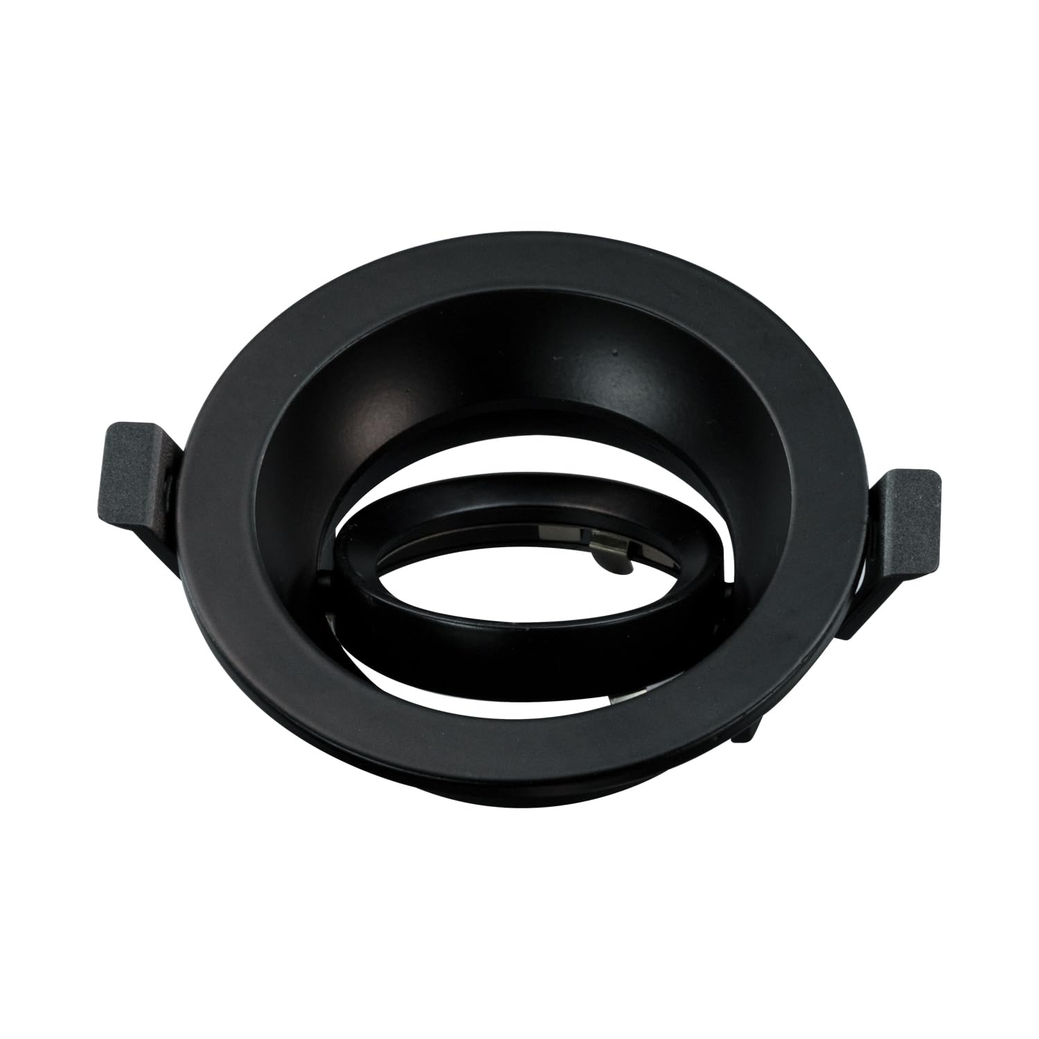 Popp® Marco Downlight ARO Orientable con Curva Interior aluminio para bombilla GU10, MR16 Negro Rendondo para pasillo, oficina, salon etc. (Pack 10 unidad, Negro Rendondo)