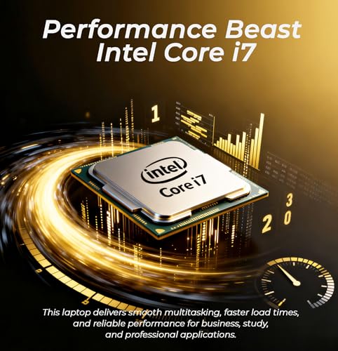 Image of HP Intel Core i7 15.6 inch Laptop | 2026 Edition | Intel High-Performance Core i7-1255U up to 4.7GHz | 16GB RAM - 1TB PCIe SSD | Webcam | Windows 11 with Office 365 for The Web | Business & Academic