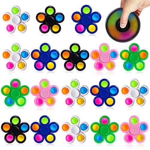 SCIONE 18 Pcs Kids Party Favors Pop Fidget Spinners Goodie Bag Suffers Fidget Pack Classroom Treasure Box Prize Toys School Class Treat Bags for Kids Birthday Party Bags Toys for Party Supplies