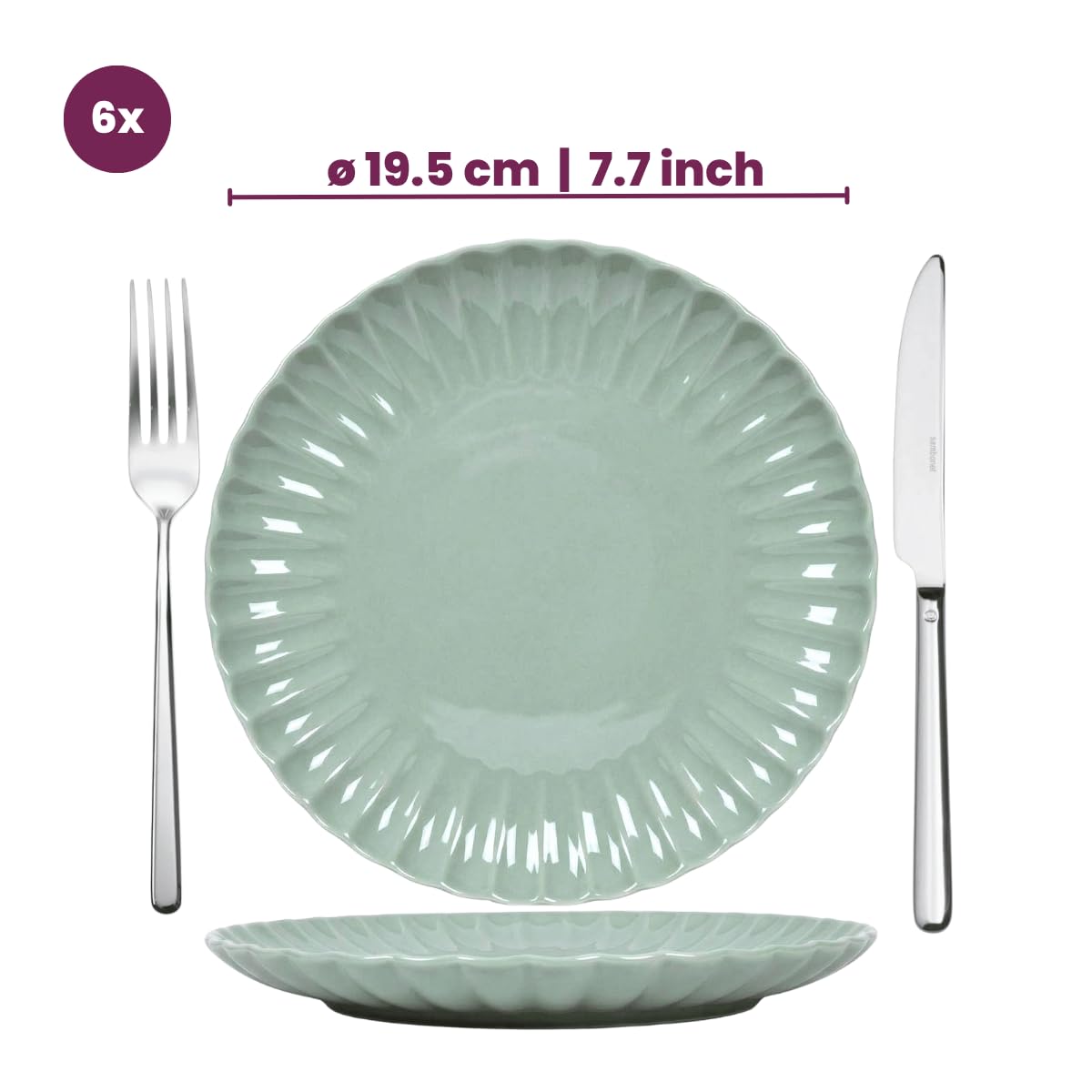 Cookinglife Serviesset Cardida Groen 18-delig / 6 personen - 6 dinerborden, 6 koszulek i 6 komentarzy