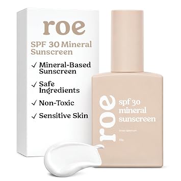 Roe Wellness - واقي شمسي للأطفال آمن على المعادن والشعاب المرجانية، أكسيد الزنك، مكونات غير سامة بعامل حماية من الشمس SPF 30 | رائع للأطفال الصغار والأطفال وحديثي الولادة والرضع | غير دهني وخالي من البارابين