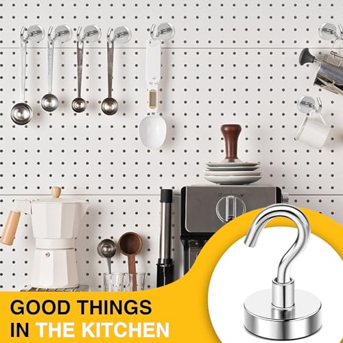Image of DIYMAG Magnetic Hooks,50lbs Heavy Duty Magnets with Hook Silver 6 Pack | Rare Earth N52 2026 Cruise Cabin Ship Essentials for Fridge Hanging Classroom Beach Vacation Kitchen Grills Home Must Have