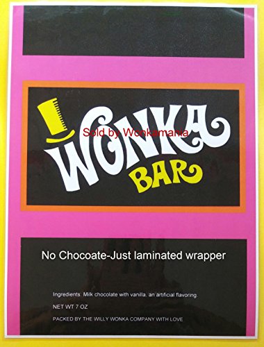 Replica-Laminated 7 oz. Willy Wonka Wrapper (only)-Golden Ticket Sold Separate.