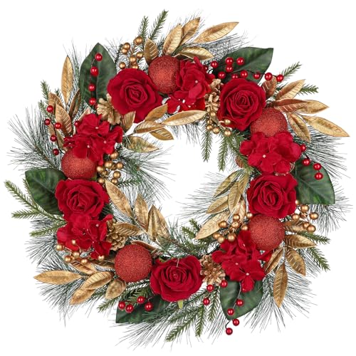 DILATATA 24-26 Inch Red and Gold Wreath