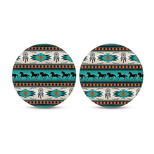 Advocator Car Coasters Aztec Horse Pattern for Cup Holders 2 Pack,Absorbent Coasters for Car Easy Removal Gift