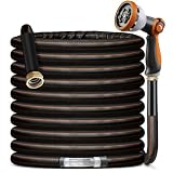 Garden Hose Water Hose – 100ft Lightweight Flexible Outdoor Hose, Kink-Free, Weather Resistant, 3/4” Metal Fittings, 10-Function Spray Nozzle for Yard Car Wash