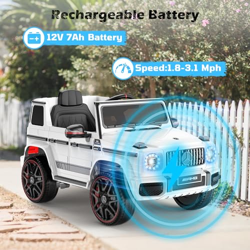Image of ANPABO 12V 7AH Licensed Mercedes-Benz G63 Electric Car for Kids,Ivory White