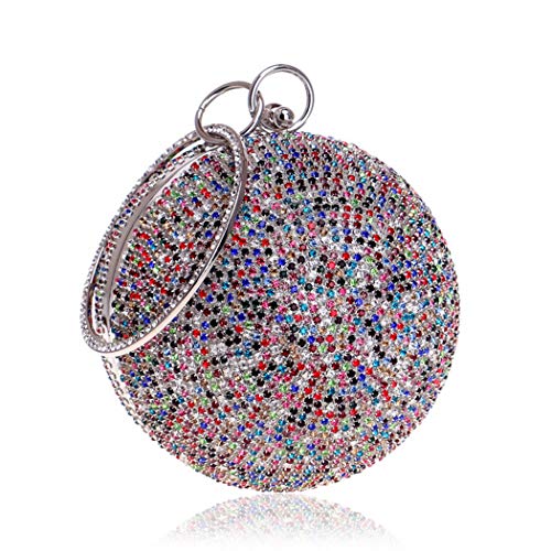Image of Ball Shape Clutch Purse Party Handbag Rhinestone Ring Handle Evening Bag