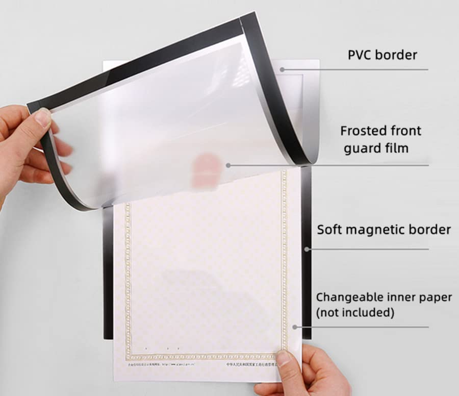 Cadres Magnétiques Autocollants Format A3 - Lot De 2, Plastique Noir, Pour Affiches, Dessins, Certificats