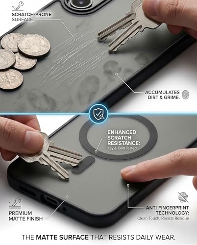 Image of amazon basics Designed for Samsung Galaxy S23 FE 5G Case | Strong Magnet Camera Protection Translucent Matte Hard Back Cover Compatible with Mag-Safe (TPU+Polycarbonate | Frost Black)