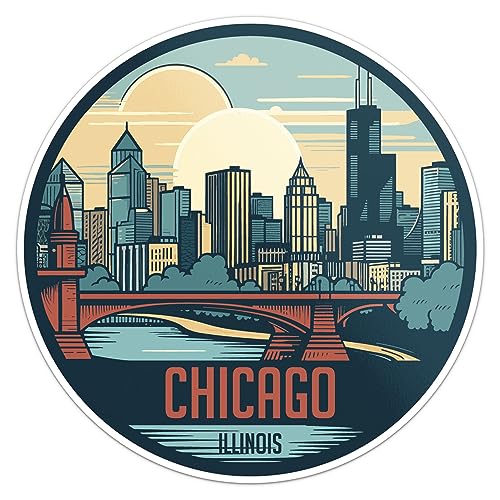 Image of Chicago City Sticker - Waterproof Vinyl Decal for Car Bumper, Laptop, Water Bottle, Wall, and Window, Size - 3'' Longer Side