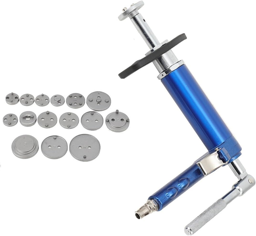 ARRETRATORE PNEUMATICO PER PISTONCINI FRENI SMONTAGGIO FRENI DISCHI 16 PZ, Kit 16Pezzi Set di Arretratore Pistoncini Freni e Ripristino Pistone del Freno, Pinza Freno a Disco