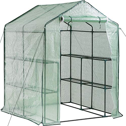 Bestmassage Greenhouse For Outdoors Greenhouse Plastic Mini Greenhouse Kit L56.5”W56.5”H76 Indoor Portable Greenhouse Plant Shelves Tomato Herb Canopy Winter Walk-In Green House For Patio #TOP22