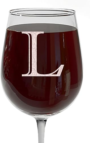 Miniatura 36 de Copa de vino grabada con monograma de 16 onzas (letra R) – Regalos personalizados de la A-Z para mujeres, regalos de vino personalizados para ella