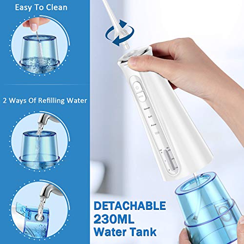 BESTOPE Water Flosser Cordless Dental Irrigator Rechargeable Teeth Cleaner Portable Oral Irrigator with IPX7 Waterproof, 3 Modes, Semi-Hidden Water Tank, 6 Interchangeable Jet Tips for Home and Travel - Thumbnail 7