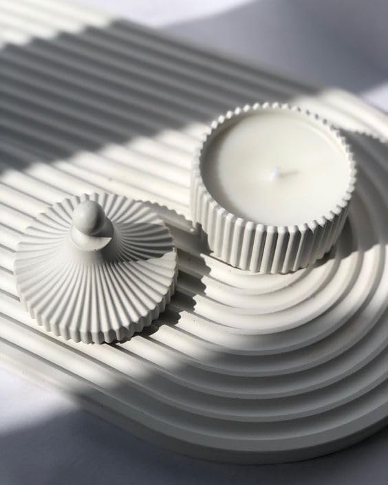 Image of Ribbed Aesthetic Scented Candle (Pack of 1) - Luxury Decorative Aroma Candle for Home Decor, Bedroom & Living Room - Minimal Fragrance Candle for Relaxation, Spa & Gifting