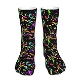 SLNFDKND Glow In Dark Splatter Neon Socks For Men Women Casual Sport Sock Fashion Tube Stockings