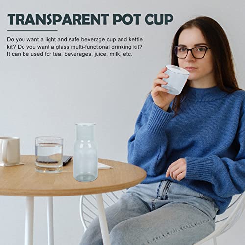 WINOMO Bedside Night Water Carafe Set Glass Pitcher Hot Cold Beverage Water Carafe Water Jug with Tumbler Glass for Bedroom Bathroom Grey - Image 3