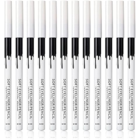 KAIQIKAIXI 12 White Eyeliner Pen, Eyebrow Pen,Eye Shadow Pencil, Lip Line Pen, Eyelid Pad, Pencil Makeup Set Tool Cover