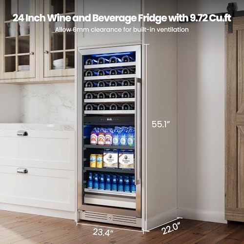 Image of Yeego 24 Inch Wine and Beverage Cooler, 112 Can 40 Bottle with Left-Hinged