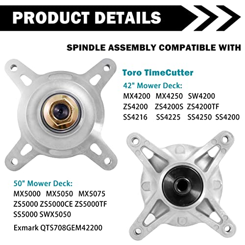 Cluparis Lawn Mover Spindle Assembly For Toro 117-7267 117-7268 117-0751 117-7439 121-0751 Stens 285-923 Raisman 80-12-033 Exmark 117-7268 117-7439 121-0751 With 4 Tapped Blot #TOP5