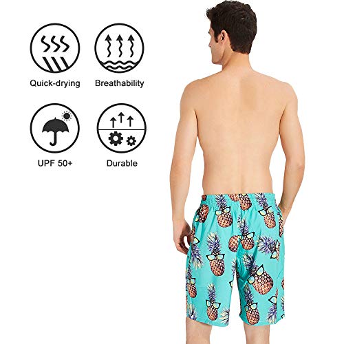 ALISISTER Maillot De Bain pour Hommes Shorts 3D Ananas Imprimer Taille Élastique De Surf Plage Sport Boardshorts L – vue 4