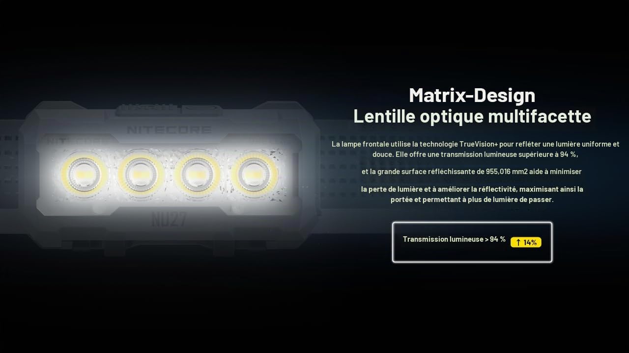 Nitecore NU27 Lampe frontale rechargeable Noir