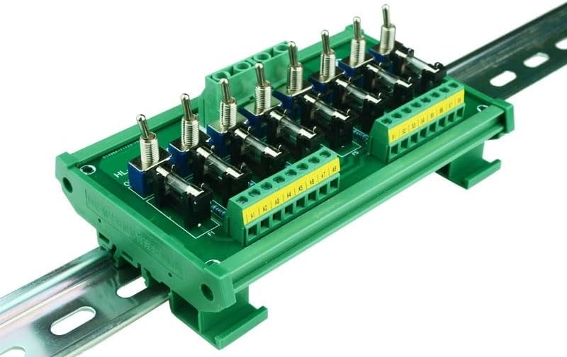 1PCS DIN Rail Mount 8 Position Power Distribution Fuse Module Board with swtich, Switch Fuse Module for AC/DC 5~32V.(with Carrier)