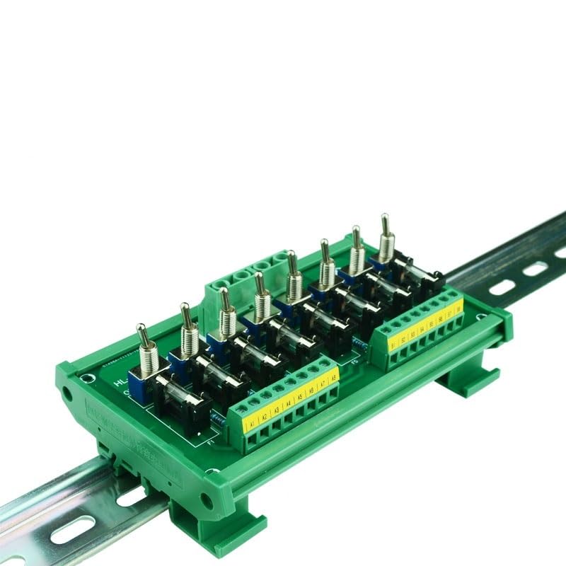 1PCS DIN Rail Mount 8 Position Power Distribution Fuse Module Board with swtich, Switch Fuse Module for AC/DC 5~32V.(with Carrier)