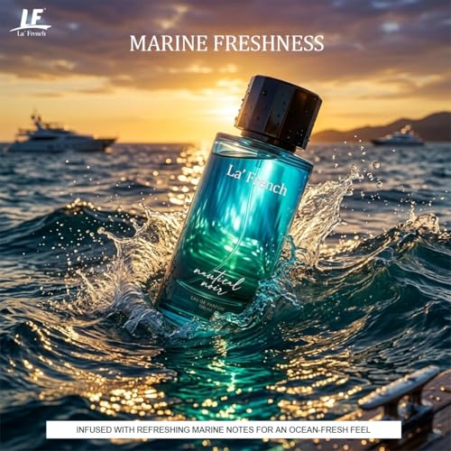 Image of La French Nautical Noir Unisex Perfume 100ml | Long-Lasting Eau De Parfum | Premium Fragrance with Bergamot, Patchouli & Cedarwood Notes | Sophisticated Perfume for Men & Women