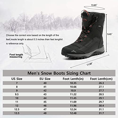 Rockmark Men's Winter Snow Boots Outdoor Warm Mid Calf Waterproof Durable Boot Non-Slip Warm Climbing Shoes(9.5, Grey) #TOP5