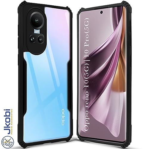 Image of Jkobi Back Cover Case for Oppo Reno 10 5G | Oppo Reno 10 Pro 5G (Shockproof with Polycarbonate Clear Panel | Professional Black)