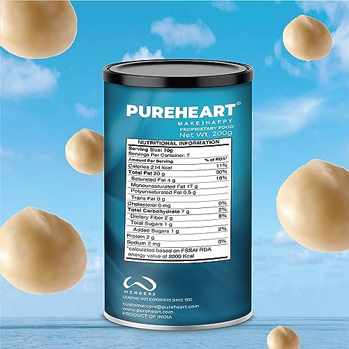 Image of Pureheart Combo of Natural Macadamia (200 gm) and Salted Roasted Macadamia (200 gm) Premium Australian Macadamia Nuts, Rich in Antioxidants - Whole and Exotic Dry Fruits, No Additives