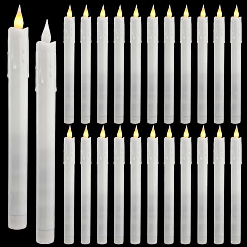Bougies coniques sans flamme vacillantes imitation cire coulante réaliste en lot de 24