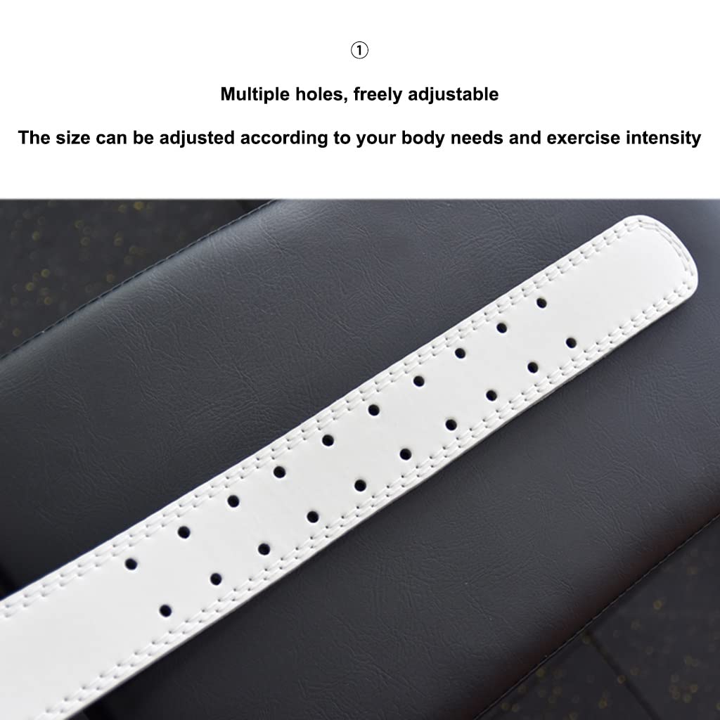 Gewichtsgürtel Fitnessgürtel Kniebeugen Gewichtheben Leder Sport Männer und Frauen Trainingsgürtel Kreuzheben Powerlifting Booster Gürtel (Color : White, Size : M)