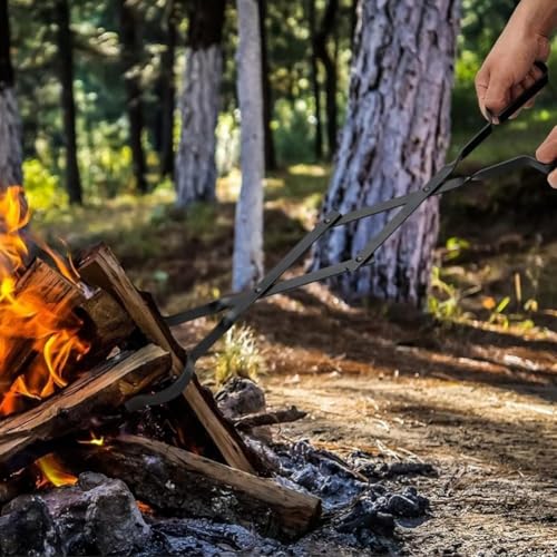 Vibsky Pinzas de agarre de troncos para chimenea y fuego, construcción de hierro resistente con manejo seguro y fácil almacenamiento